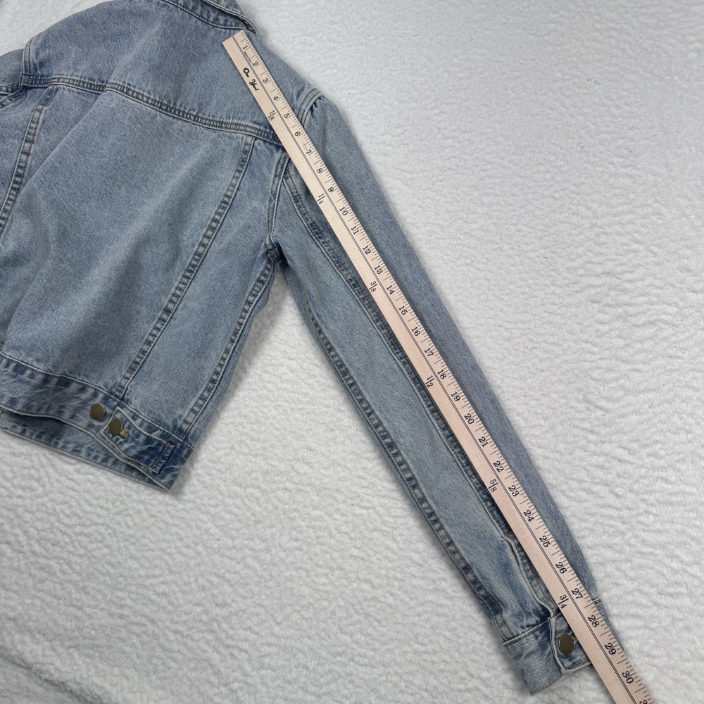 Pomander Place Denim‎ Jean Jacket Blue Size Small Shoulder Pads Retro Trucker - Picture 9 of 11